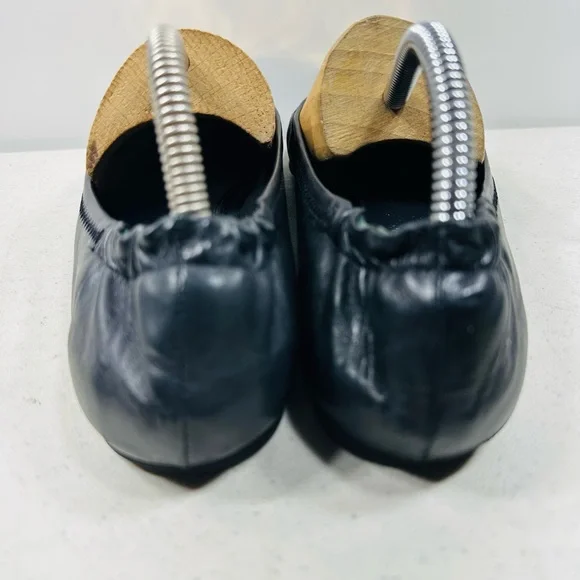 TORY BURCH BLACK LEATHER GOLD REVA BALLET FLATS SZ 9 - Picture 4 of 6